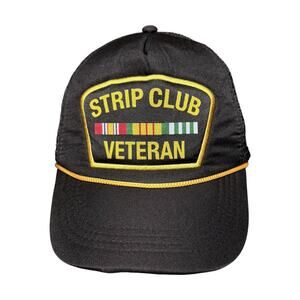 Strip Club Veteran Novelty Adult Joke Reason Brand Mesh Foam Trucker Hat NWOT